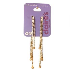 Claire’s Rose Gold Rhinestone & Glass Pearl Dangling Earrings sensitive solution